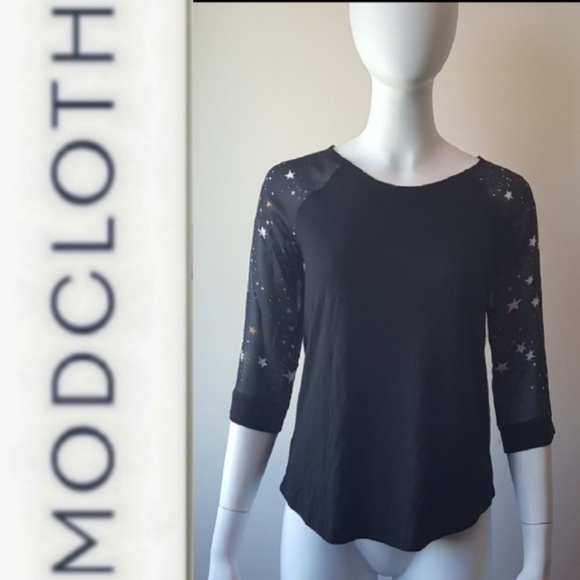 Modcloth Tops - Modcloth Fervour Black Star Sleeve Top